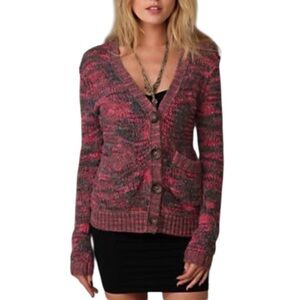 Free People Cardigan Womens Small Pink Chunky Knit Slouchy Wool Alpaca Whimsy